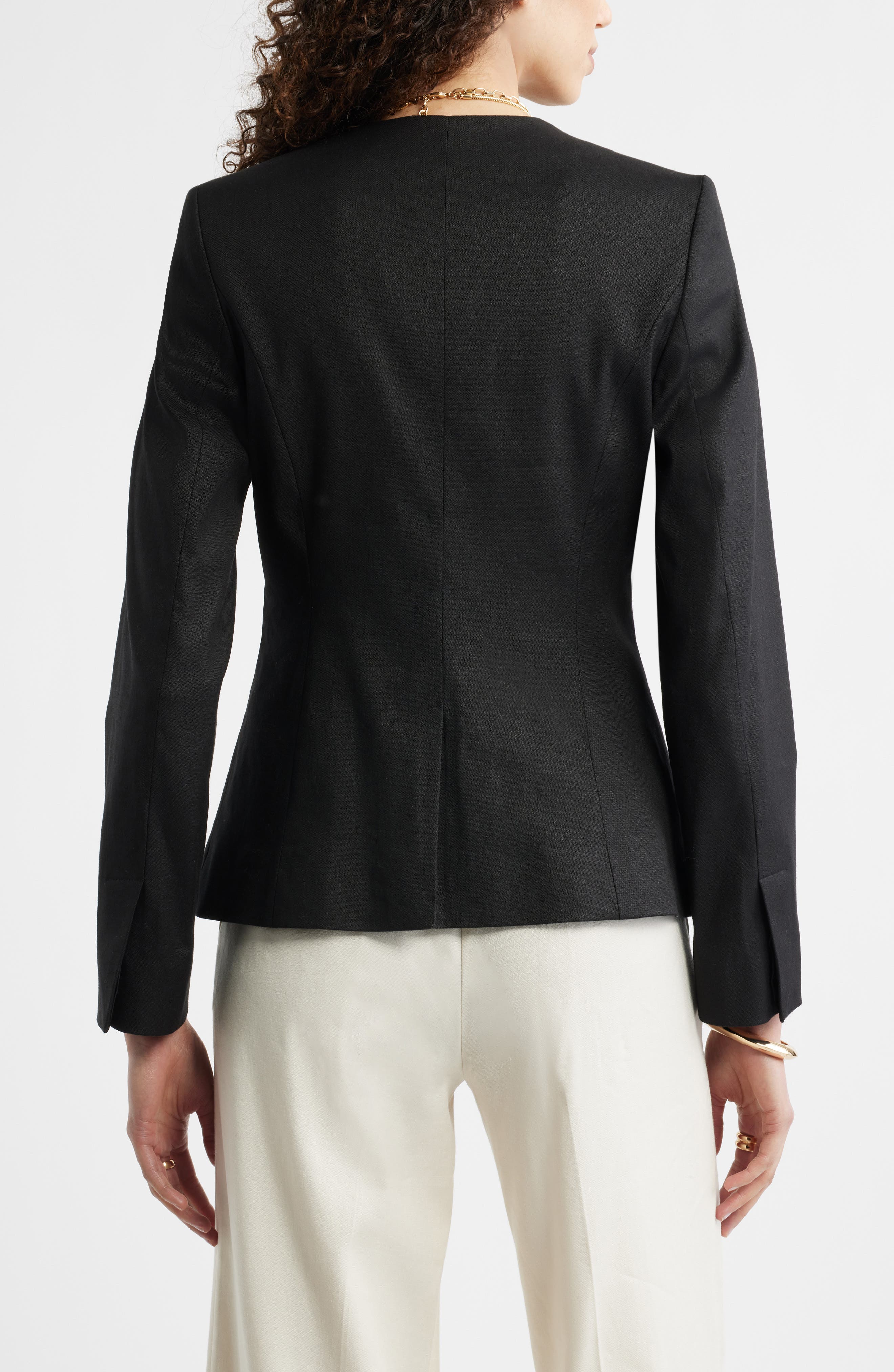 Женские Nordstrom Linen Blend One-Button Blazer — фото 3