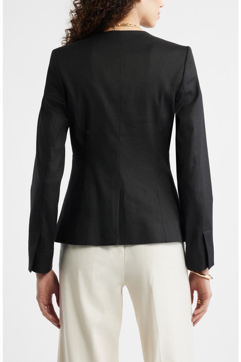Linen Blend One-Button Blazer, Alternate, color, BLACK