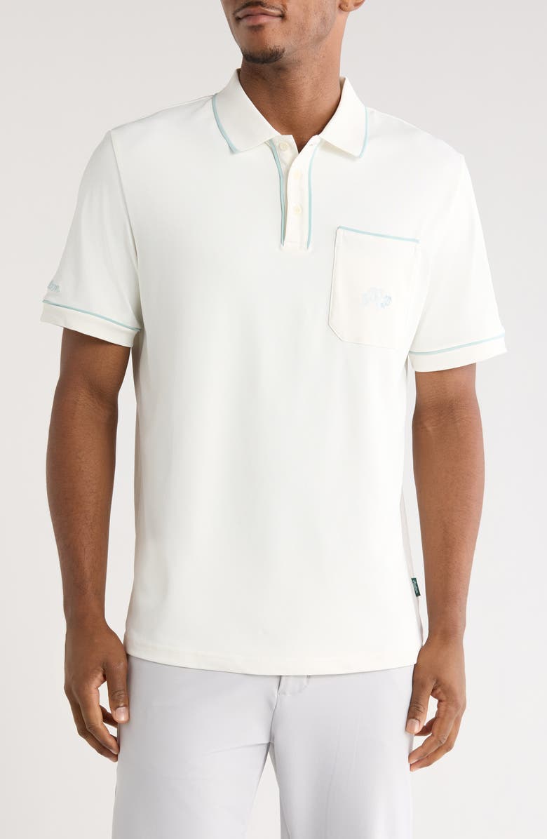 Malbon Golf Dove Piqué Performance Golf Polo, Main, color, White