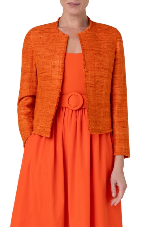 Boxy Silk Tweed Crop Jacket
