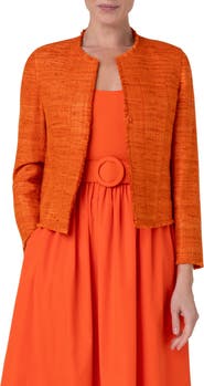 Akris punto Boxy Silk Tweed Crop Jacket