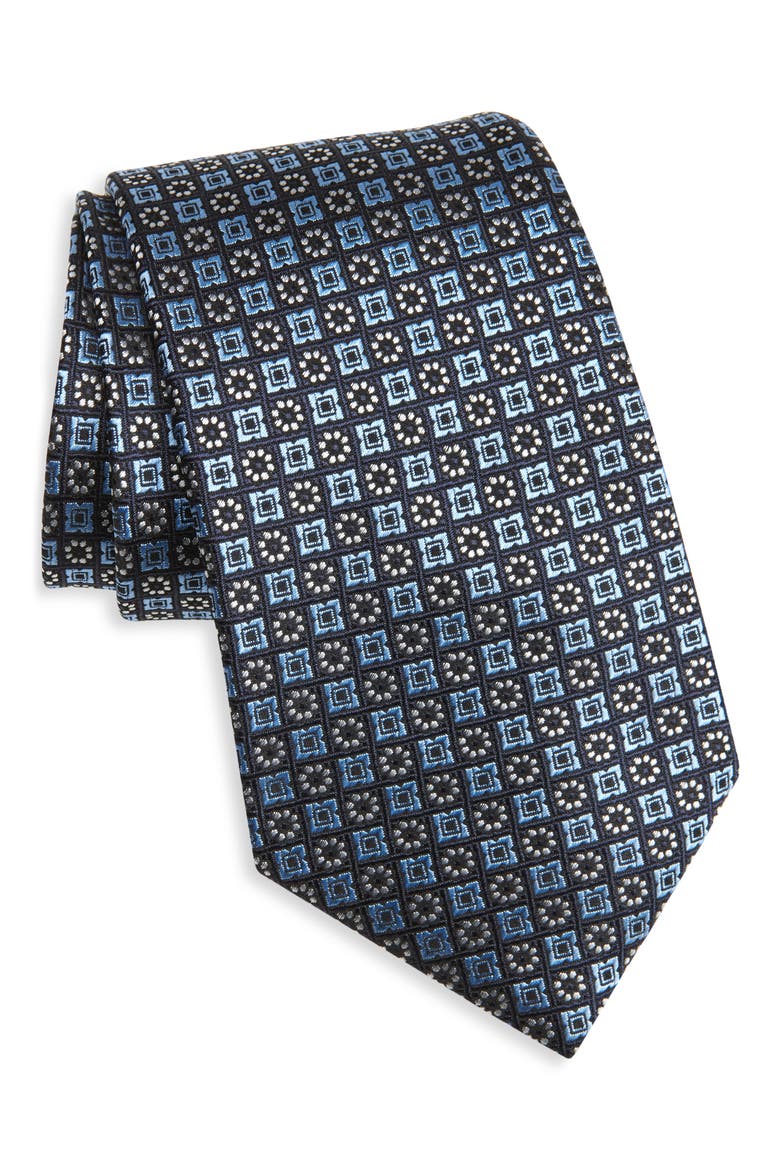Medallion Mulberry Silk Tie, Main, color, BLUE