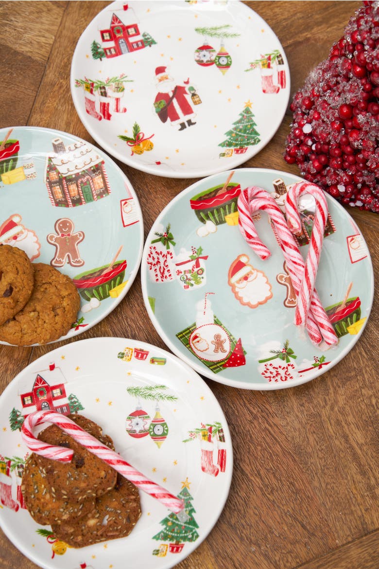 Xmas Cookie Toss & Alphabet Plate Set of 4, Alternate, color, Green