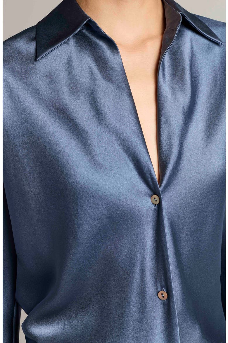 Silk Button-Up Shirt, Alternate, color, BLUE SLATE