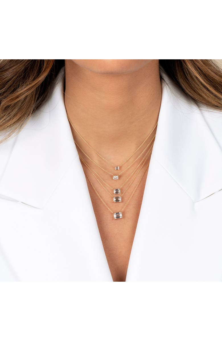 BY ADINA EDEN Lab Grown Diamond Emerald Solitaire Necklace 14K, Alternate, color, 14K White Gold - 0.5 Carat