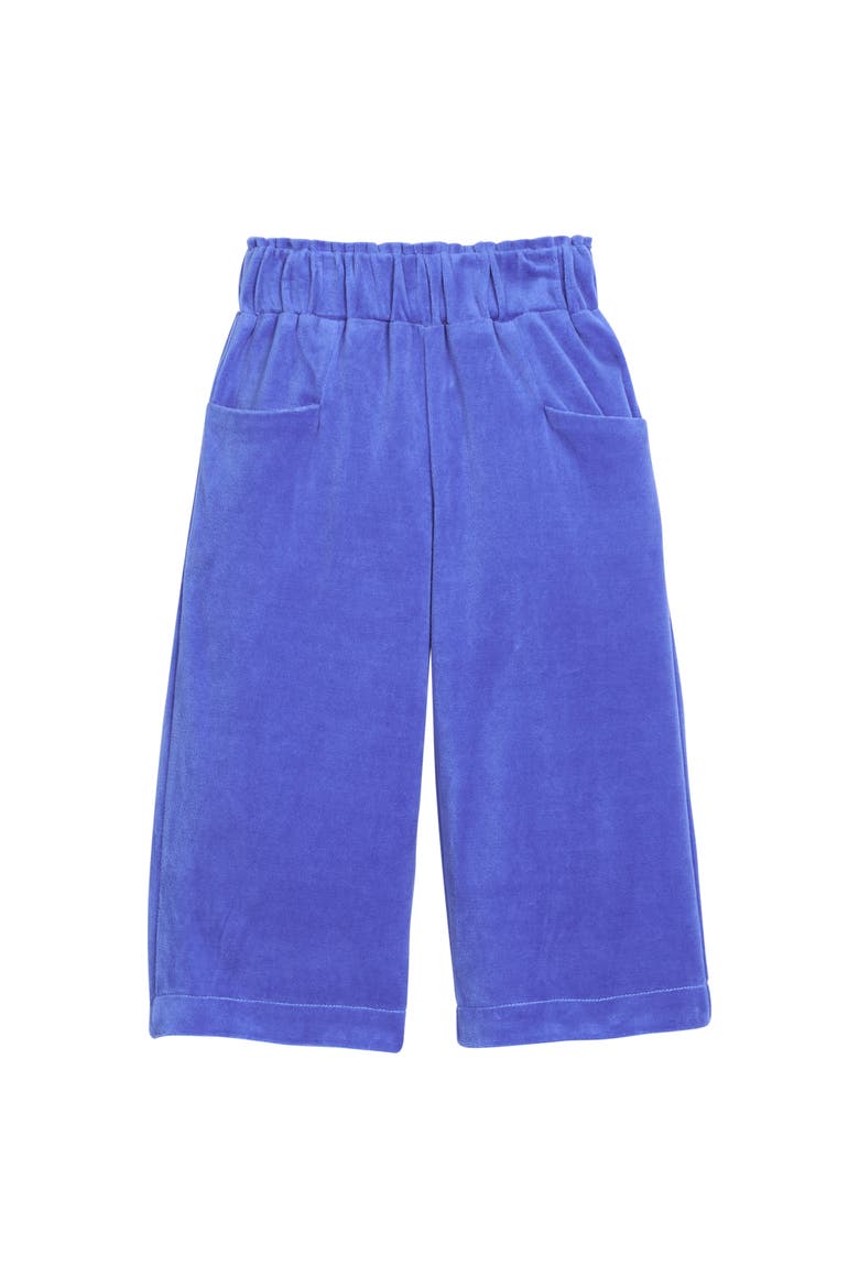 Kids' Cropped Velour Palazzo Pants, Main, color, Regent's Blue