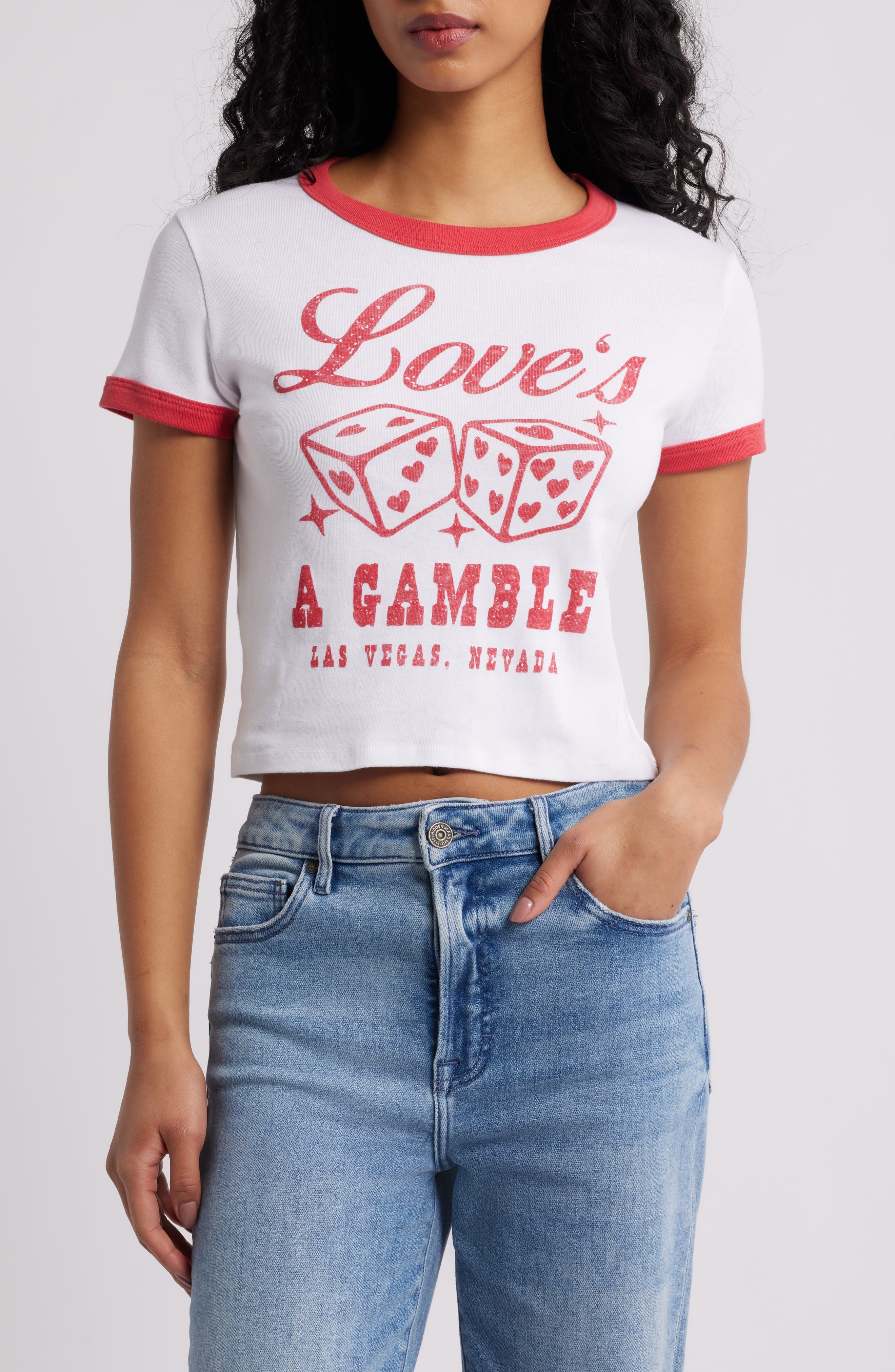 Love's a Gamble Crop Graphic T-Shirt