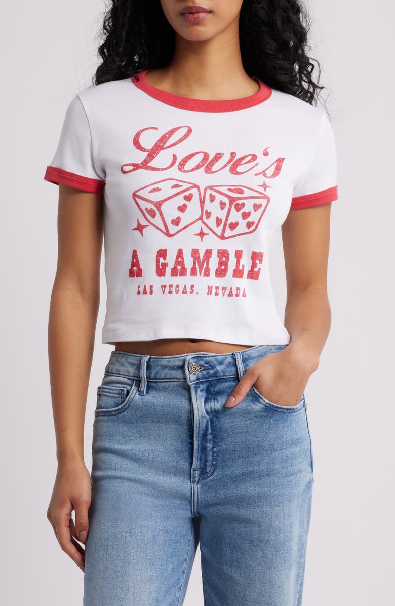 Junk Food Love
s a Gamble Crop Graphic T-Shirt, Main, color, Red/ White