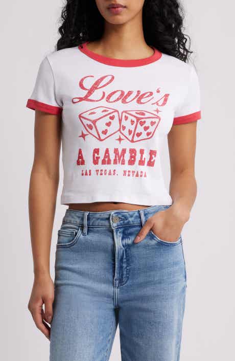 Love's a Gamble Crop Graphic T-Shirt