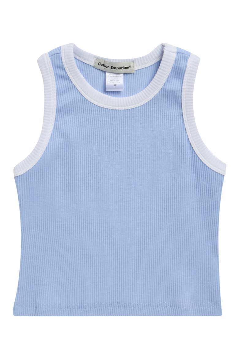 Kids' Rib Racerback Tank, Main, color, BLUE/ WHITE