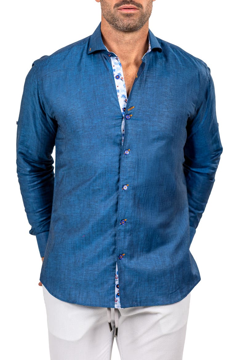 Eins Marthy Contemporary Fit Button-Up Shirt, Alternate, color, BLUE