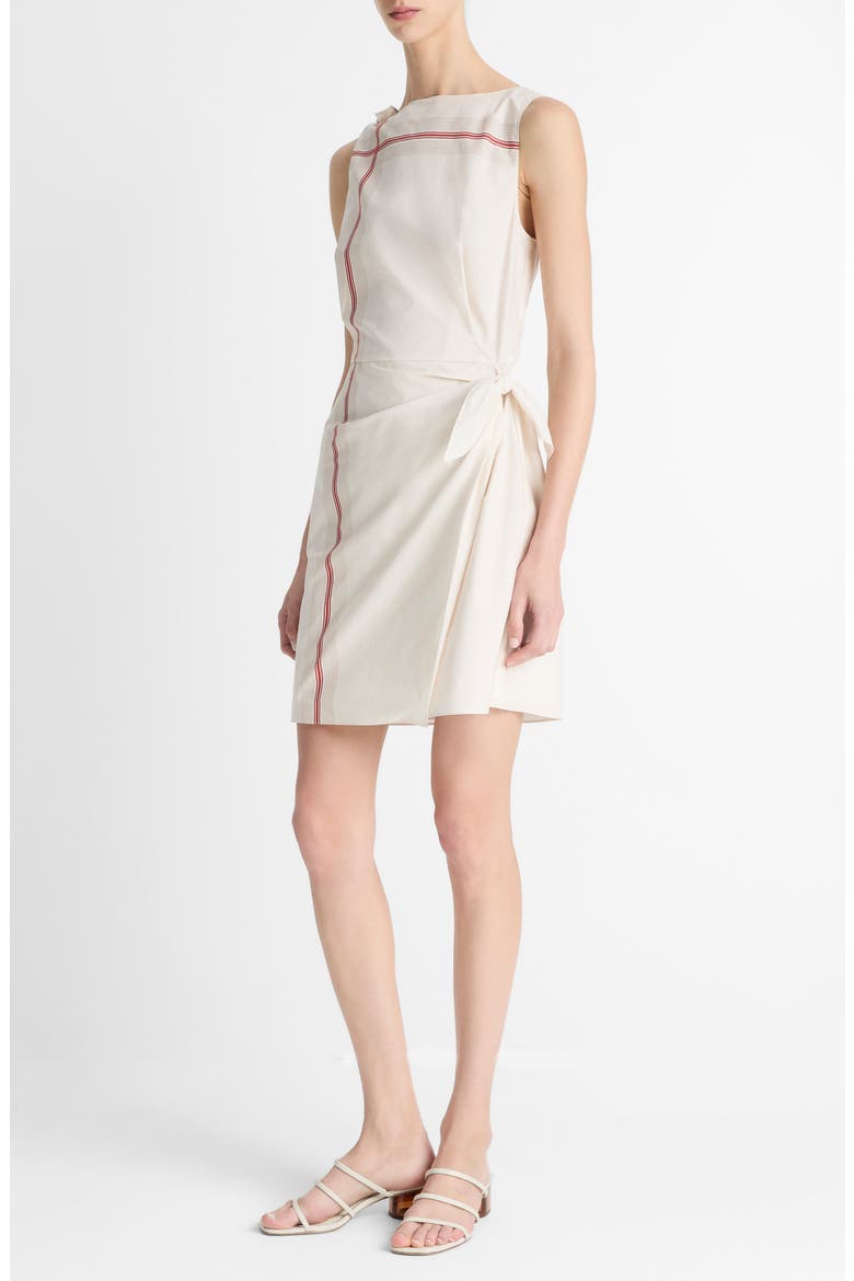 Handkerchief Stripe Cotton Blend Sheath Dress, Alternate, color, OAT SHELL/BRICK ROSE