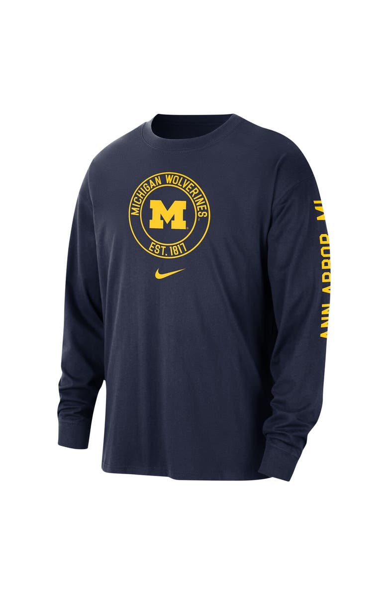 Nike Men's Nike Navy Michigan Wolverines Heritage Max90 Long Sleeve T-Shirt, Alternate, color, 