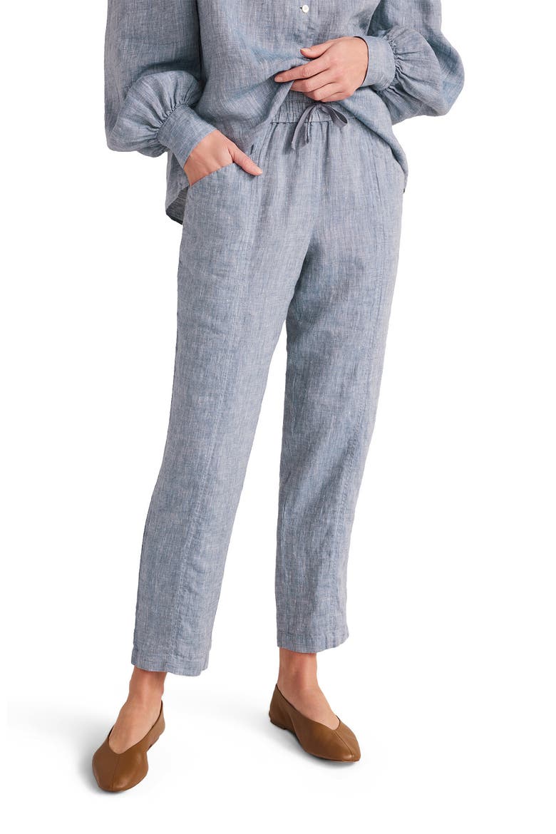 Linen Straight Leg Pants, Main, color, Navy X-Dye