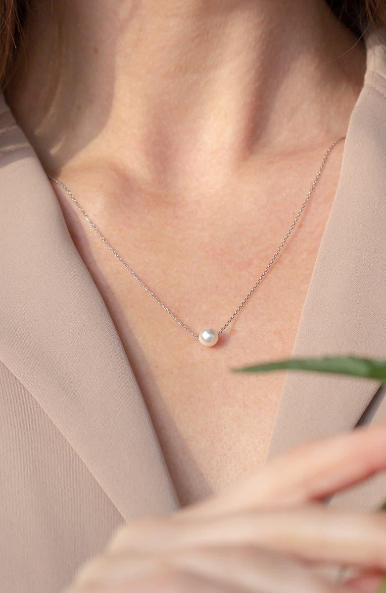 Bearfruit Jewelry Sterling Silver 18k Gold Plated Abby Single Pearl Necklace Holiday Gift Idea, Alternate, color, Silver