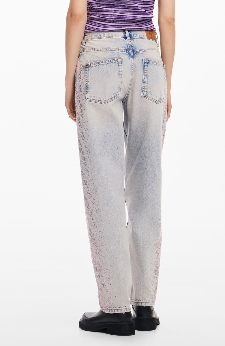 Desigual Cara Rhinestone Straight Leg Jeans, Alternate, color, 