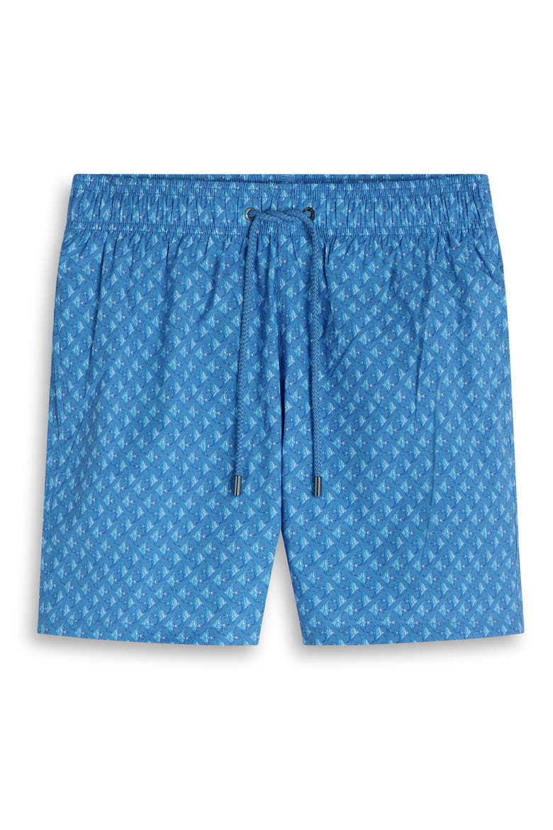 Zane Fish Print Swim Trunks, Alternate, color, CLASSIC BLUE