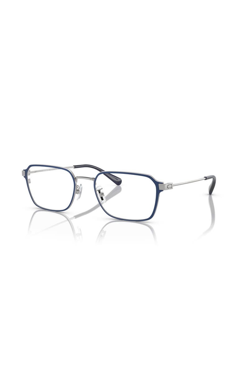 COACH 55mm Rectangle optical glasses, Main, color, Silver
