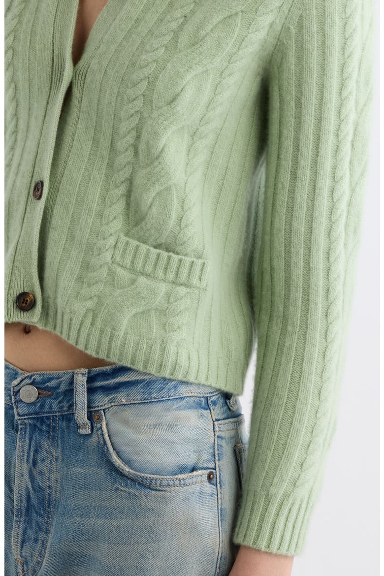 Kurea Cable Cashmere Blend Cardigan, Alternate, color, SAGE GREEN