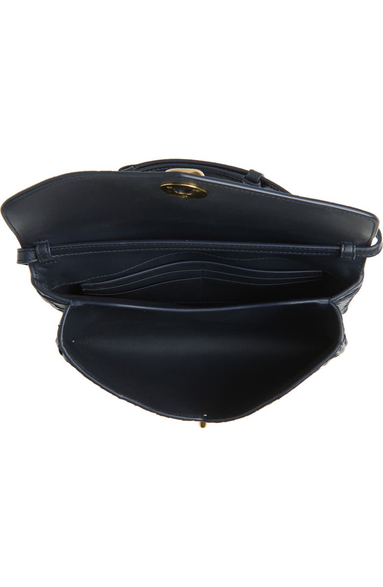 Bottega Veneta Knot Lock Intrecciato Leather Shoulder Bag, Alternate, color, 4338 Midnight-Muse Brass