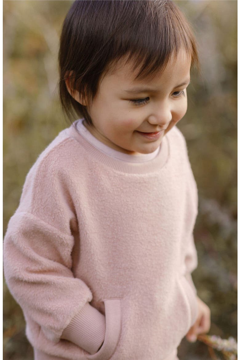 Organic Cotton Teddy Fleece Sweatshirt, Alternate, color, ROSE PINK