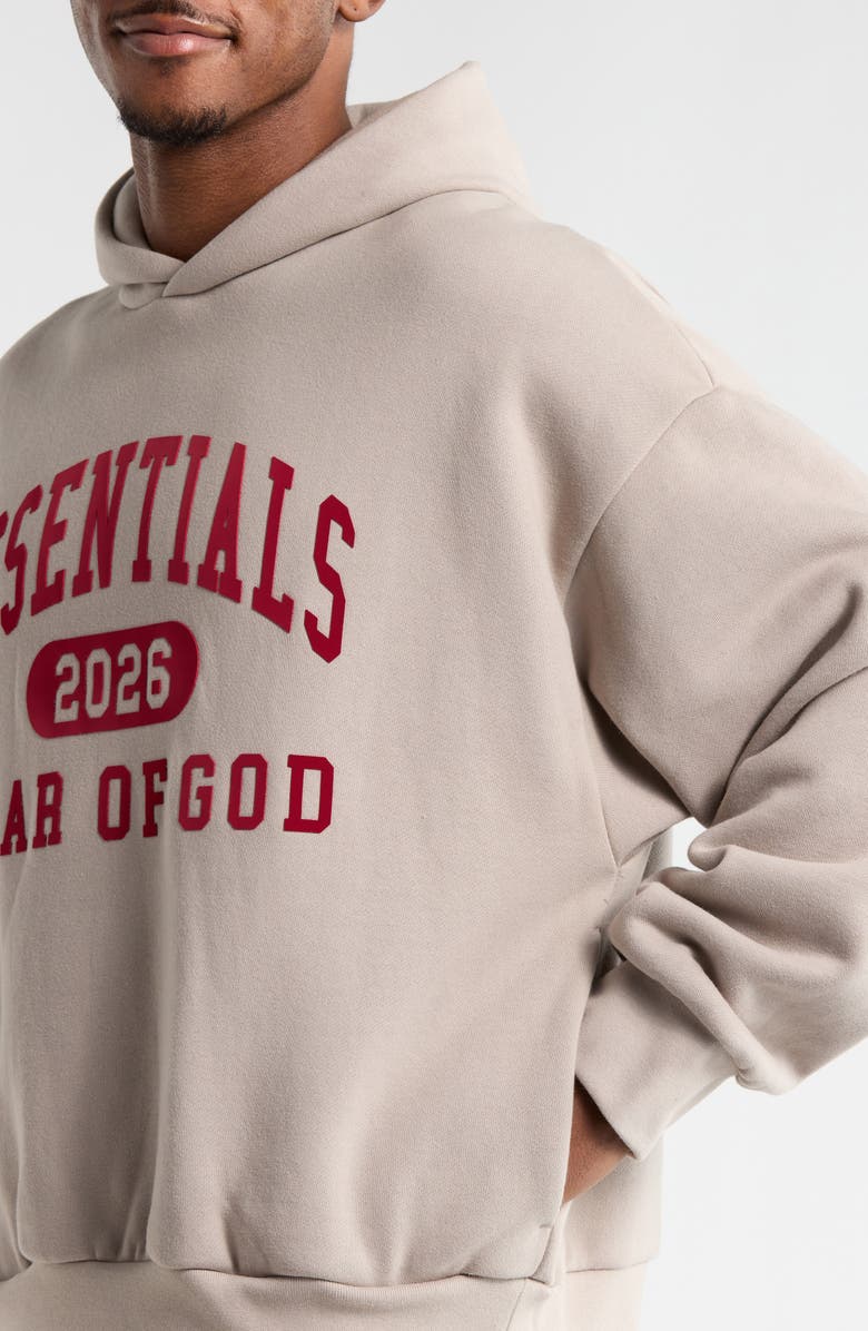 Fear of God Essentials Classic Graphic Hoodie, Alternate, color, Smoke Grey