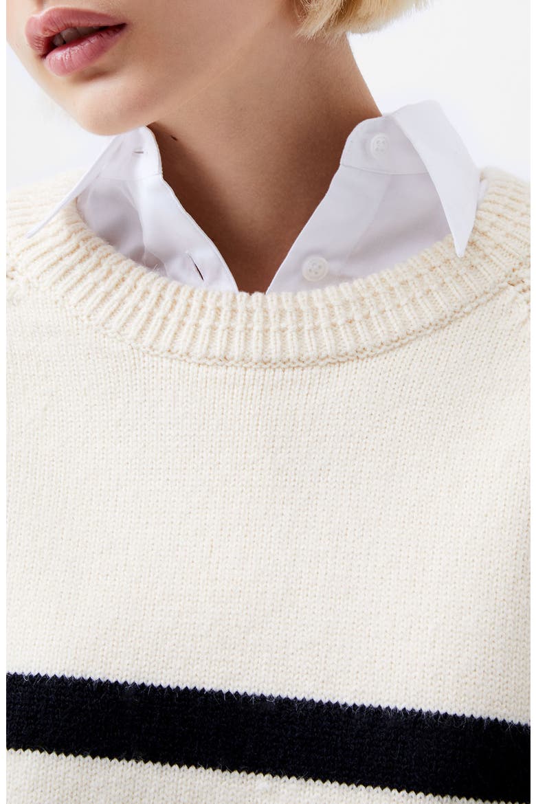 Quinley Stripe Crewneck Sweater, Alternate, color, CLASSIC CREAM BLACK