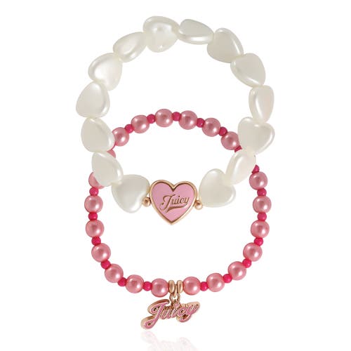 Juicy Couture Kids Kids Pink & White Bracelet Duo In Pink