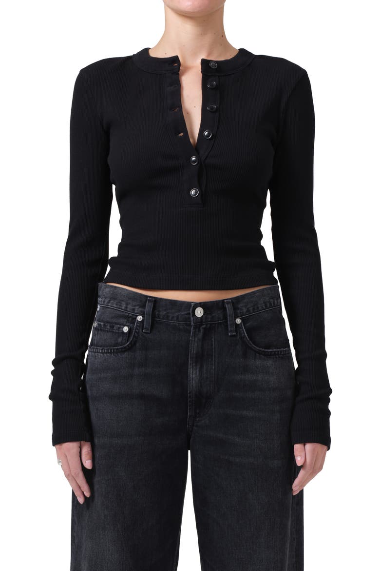 Varra Rib Henley, Main, color, BLACK