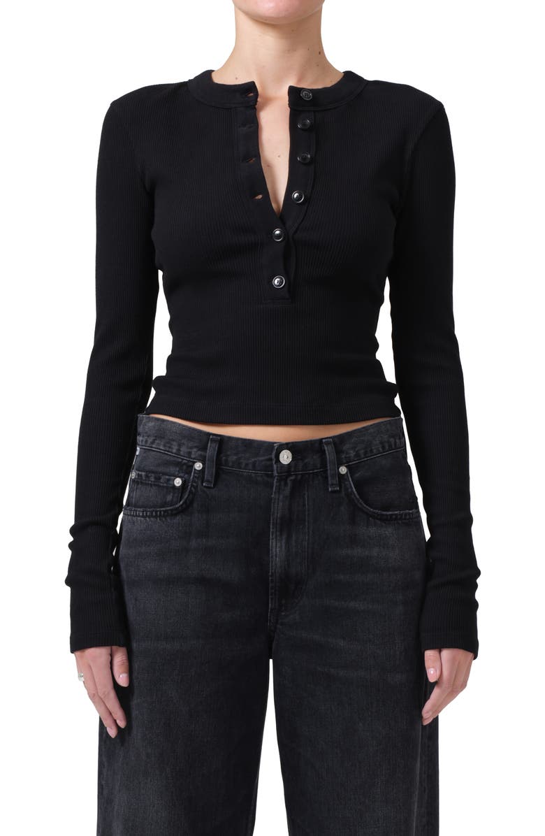 Citizens of Humanity Varra Rib Henley, Main, color, Black