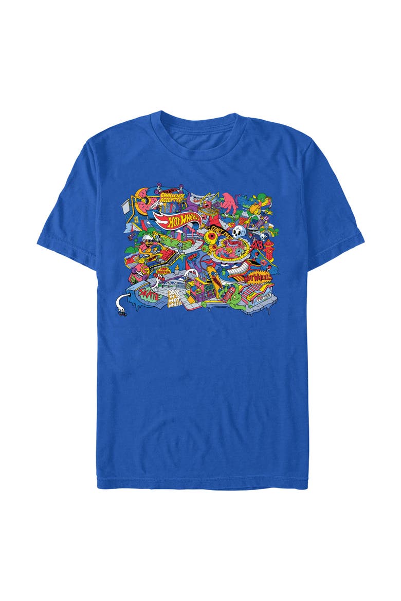 Men's Hot Wheels Challenge Skate Park Colors  Graphic T-Shirt, Main, color, Royal Blue