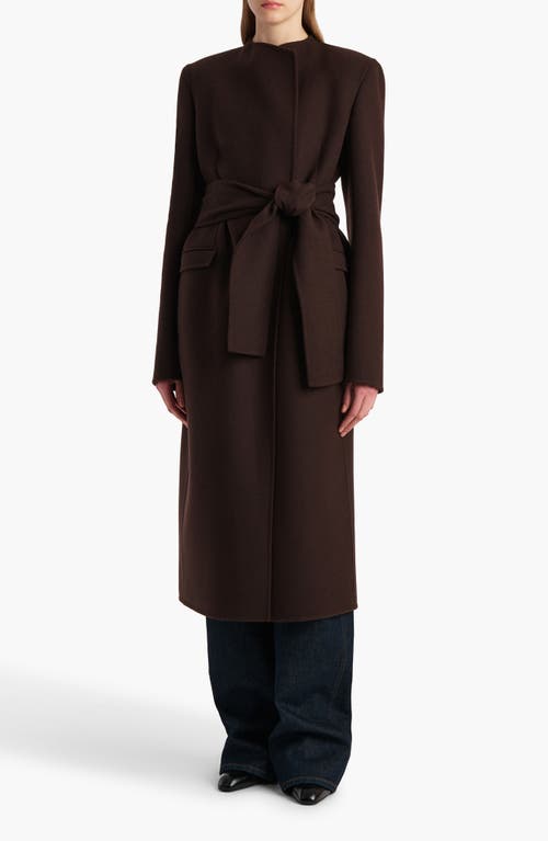 Khaite Jelson Double Face Wool Belted Coat In Brown