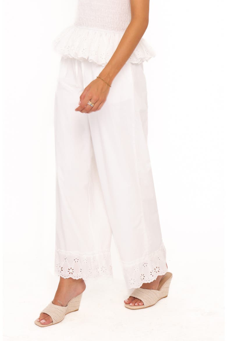 Eliska Frill Hem Cotton Pants, Alternate, color, WHITE