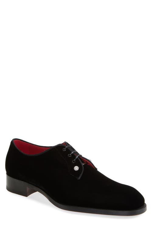 Christian Louboutin Chambeliss Velvet Derby Shoes In Black