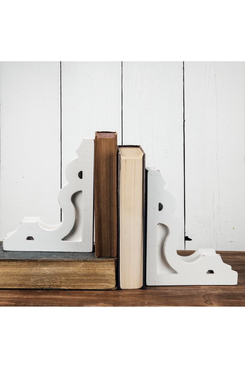 Set of 2 Wood Corbel Bookends - Foreside Home & Garden, Alternate, color, White