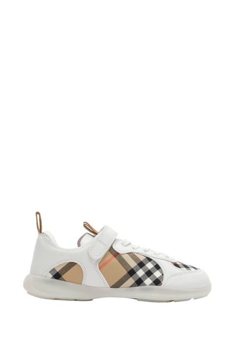 Check and Leather Matrix Sneakers