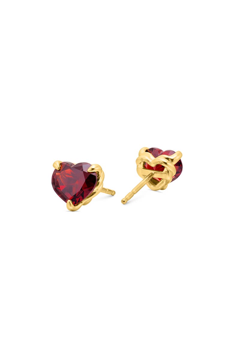 David Yurman Heart Stud Earrings in 18K Yellow Gold with Garnet, Alternate, color, Gold