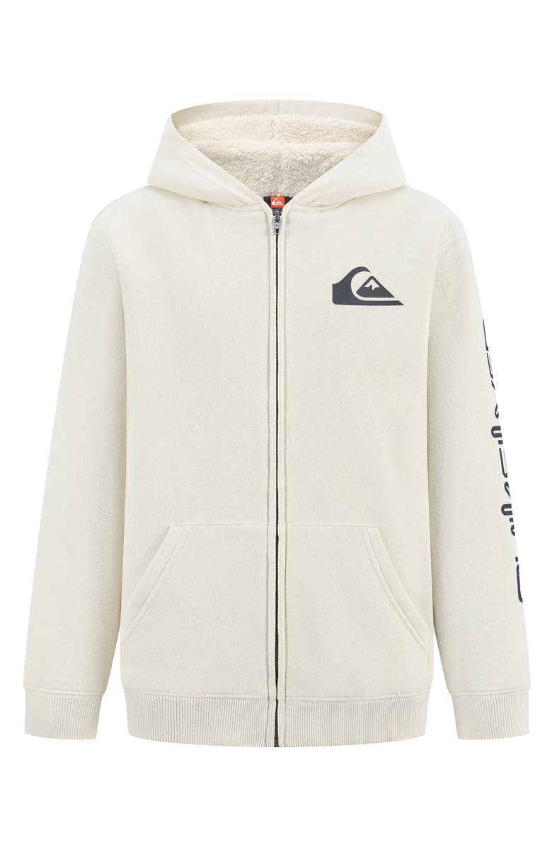 Quiksilver Kids' Fleece Zip Up Hoodie, Main, color, Silver Birch