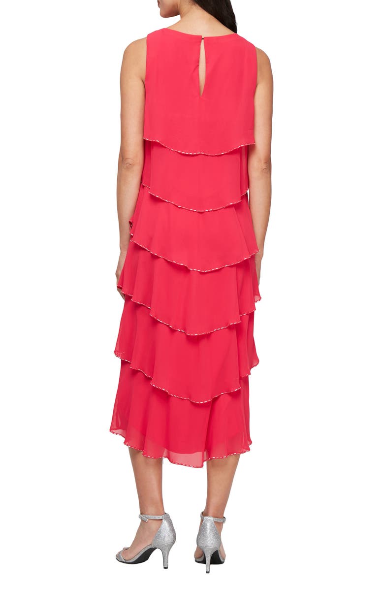 SL FASHIONS Beaded Layered Ruffle Cocktail Dress, Alternate, color,