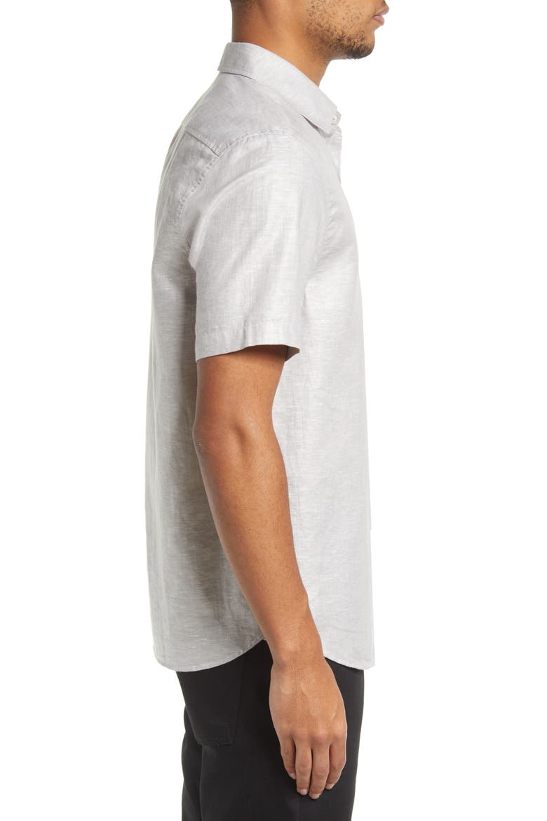 Addle Short Sleeve Linen & Cotton Button-Up Shirt, Alternate, color, NATURAL