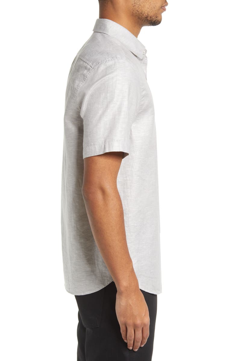 Ted Baker London Addle Short Sleeve Linen & Cotton Button-Up Shirt, Alternate, color, 