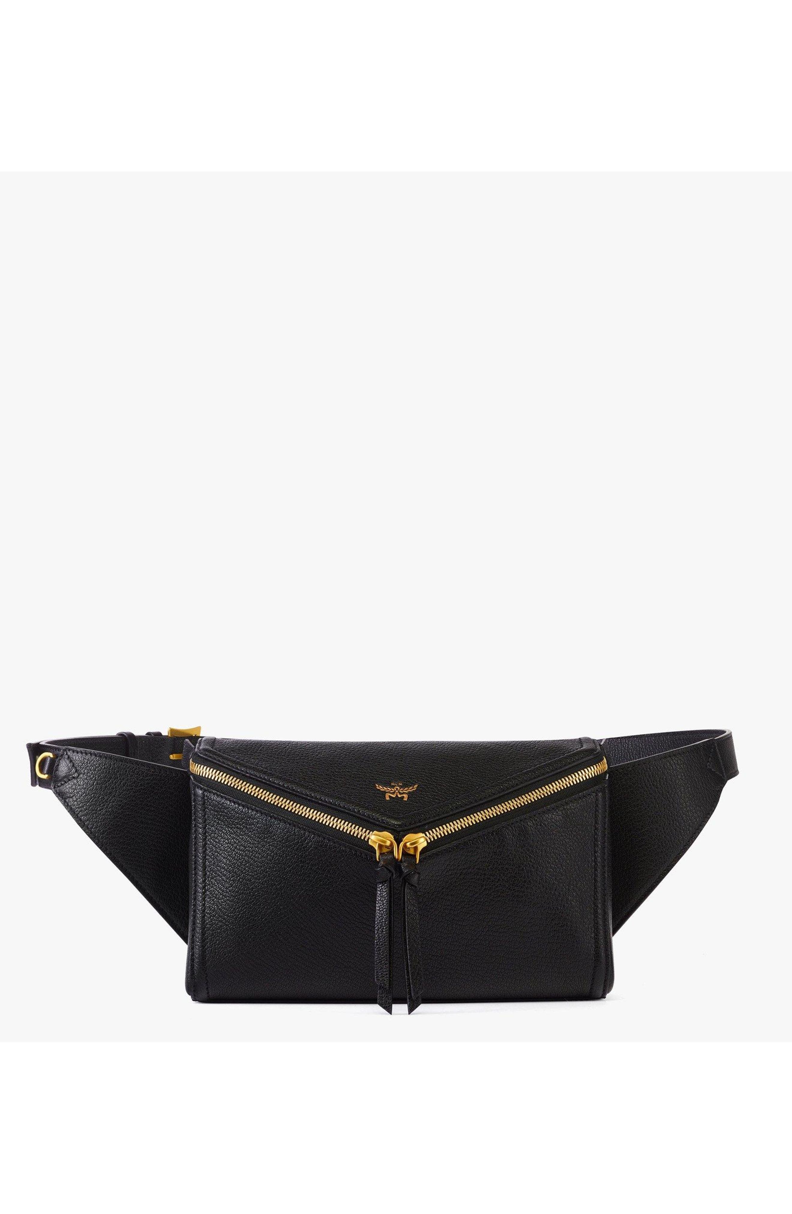 MCM Diamant 3D Belt Bag in Goatskin Leather, Main, color, Black