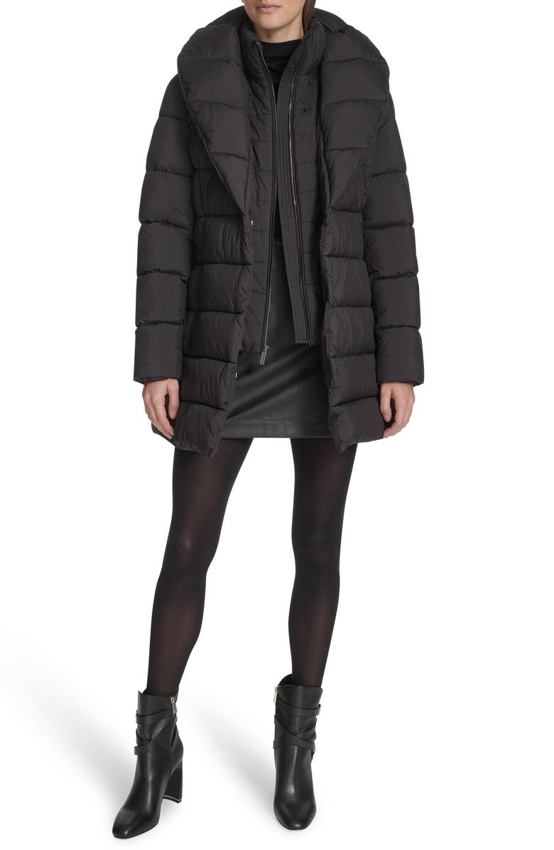 Kenneth Cole New York Water Resistant Pillow Collar Puffer Coat, Alternate, color, Black