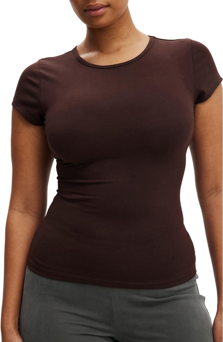 Cotton On Women's Longline Crew Short Sleeve Tee, Alternate, color, Dark Oak