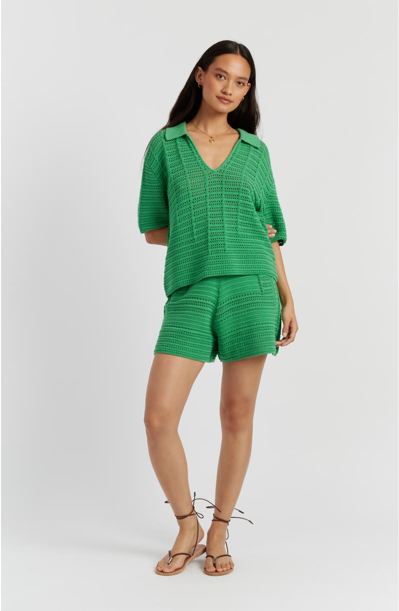 Chinti & Parker Cotton Crochet Short, Alternate, color, Green
