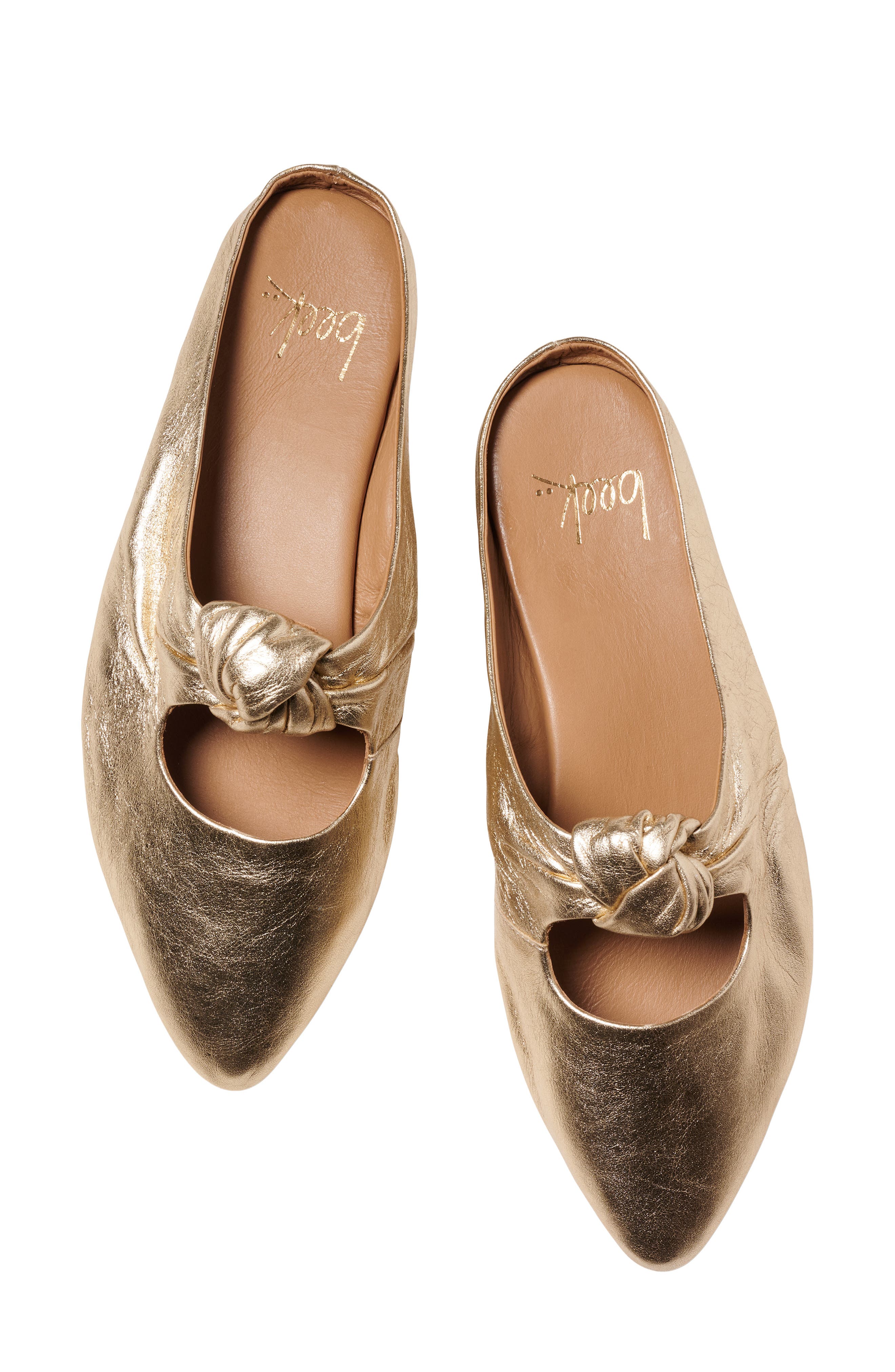 Noddy Leather Flat Mule, Alternate, color, GOLD