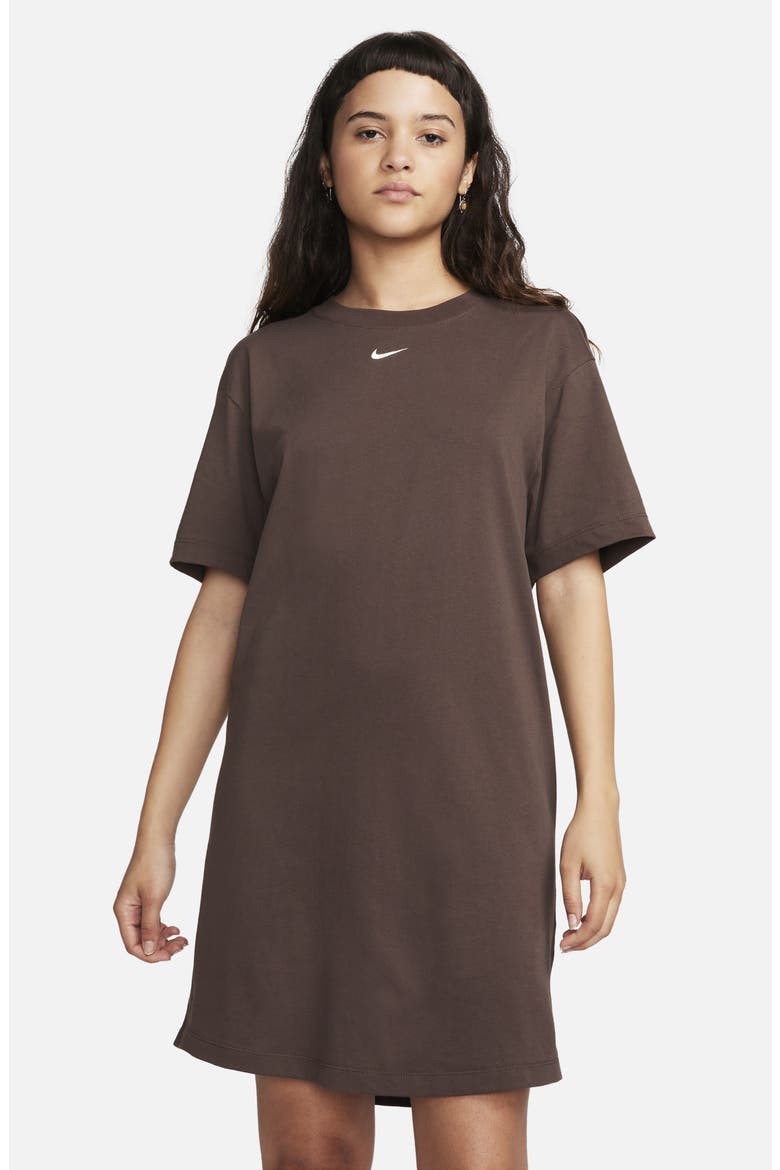 Sportswear Chill Knit Oversized T-Shirt Dress, Alternate, color, BAROQUE BROWN/ SAIL