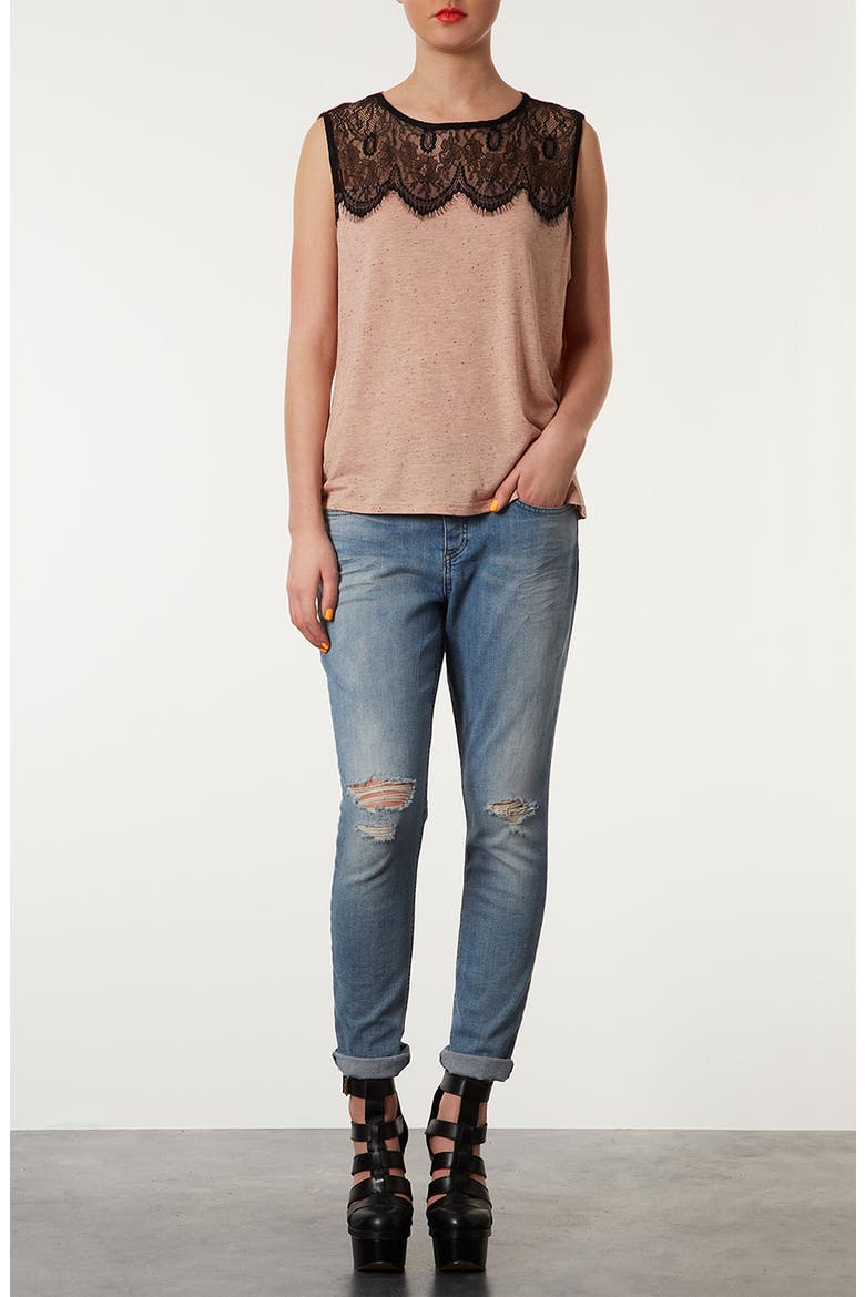 Lace Yoke Tank, Alternate, color, NUDE