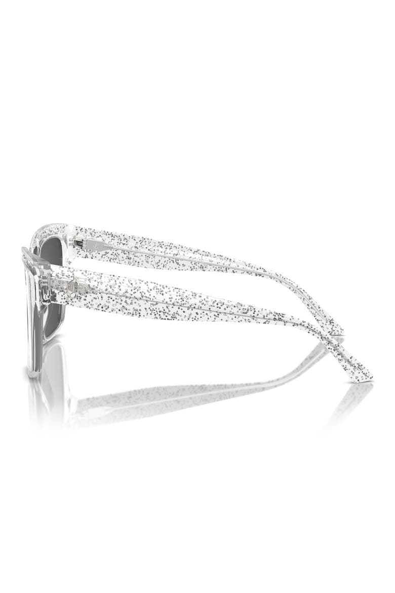 55mm Pillow Sunglasses, Alternate, color, CRYSTAL / GLITTER / GREY