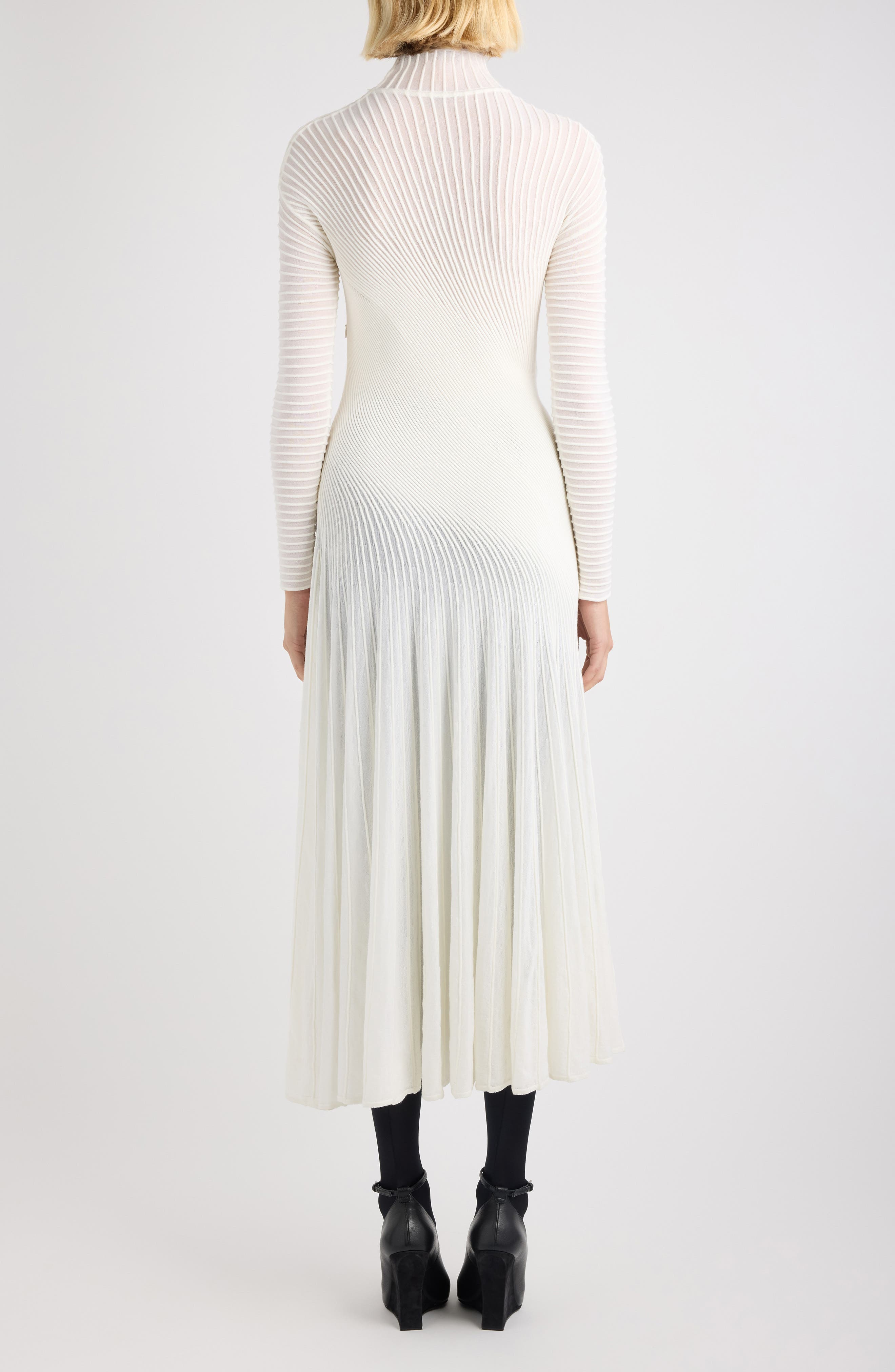 Twisted Rib Long Sleeve Wool Blend Dress - image 4